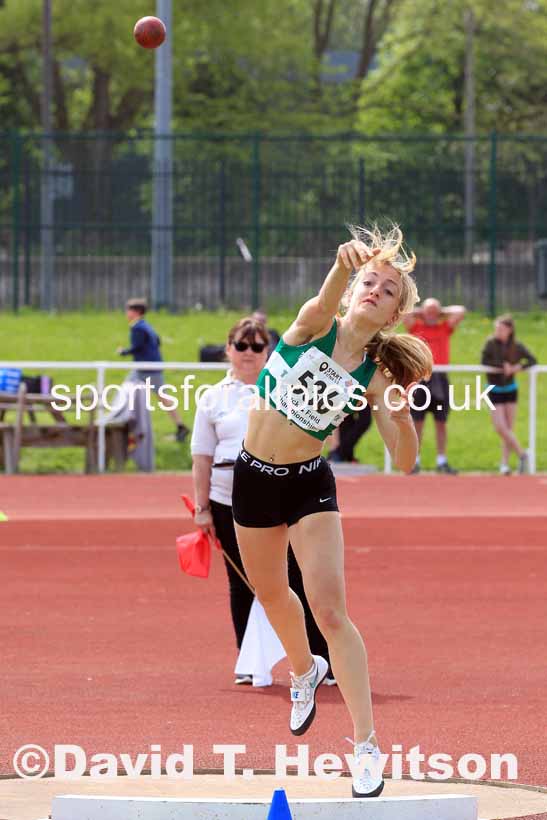 Womens Under-17s Shot Putt, 2023 North Eastern Track and Field Champs., Middlesbrough Sports Village, Middlesbrough. Photo: David T. Hewitson/Sports for All Pics